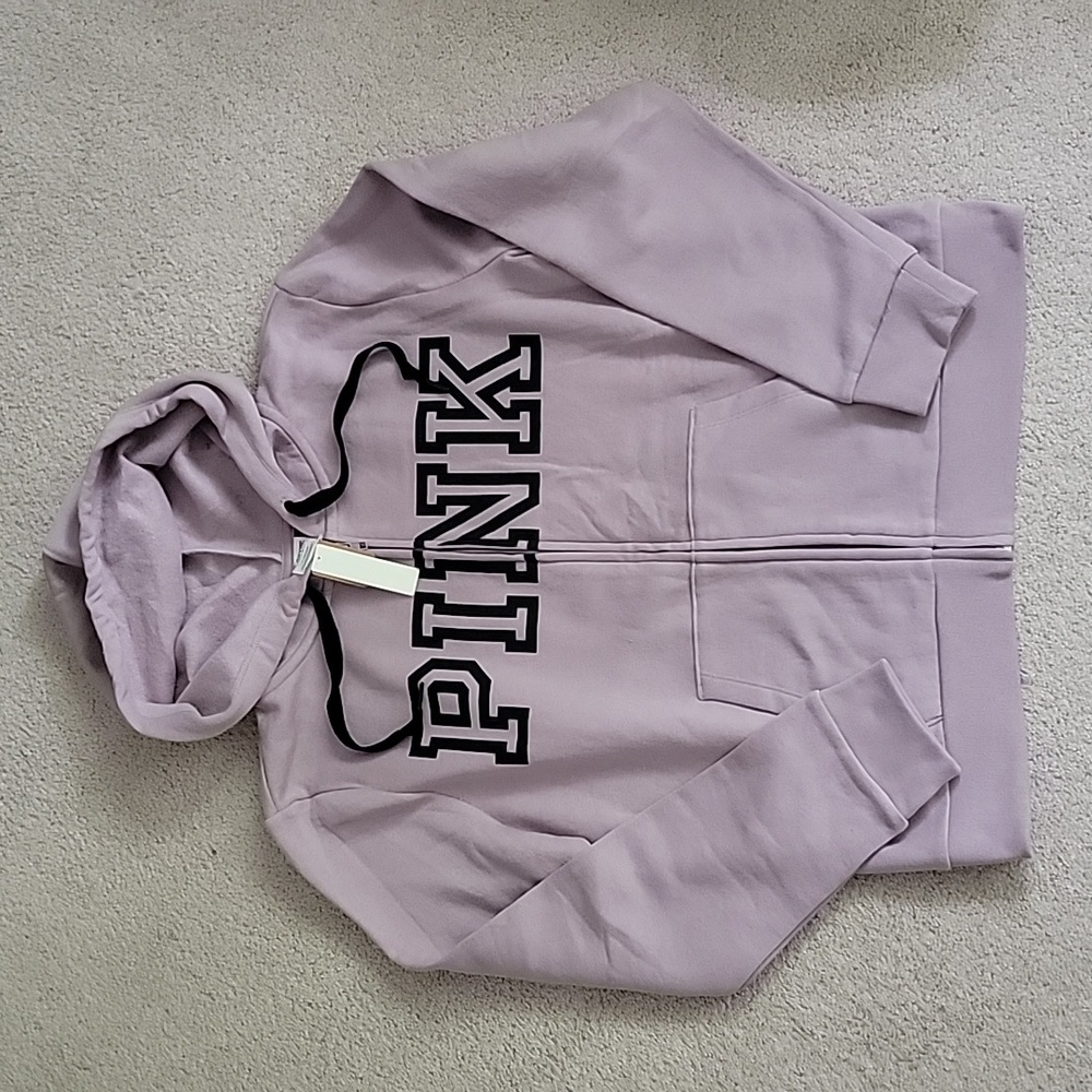 New Pink Victorias Secret Zip up Hoodie L